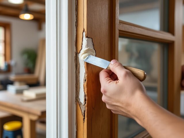 Rénover un chambranle abîmé avec un mastic bois durable