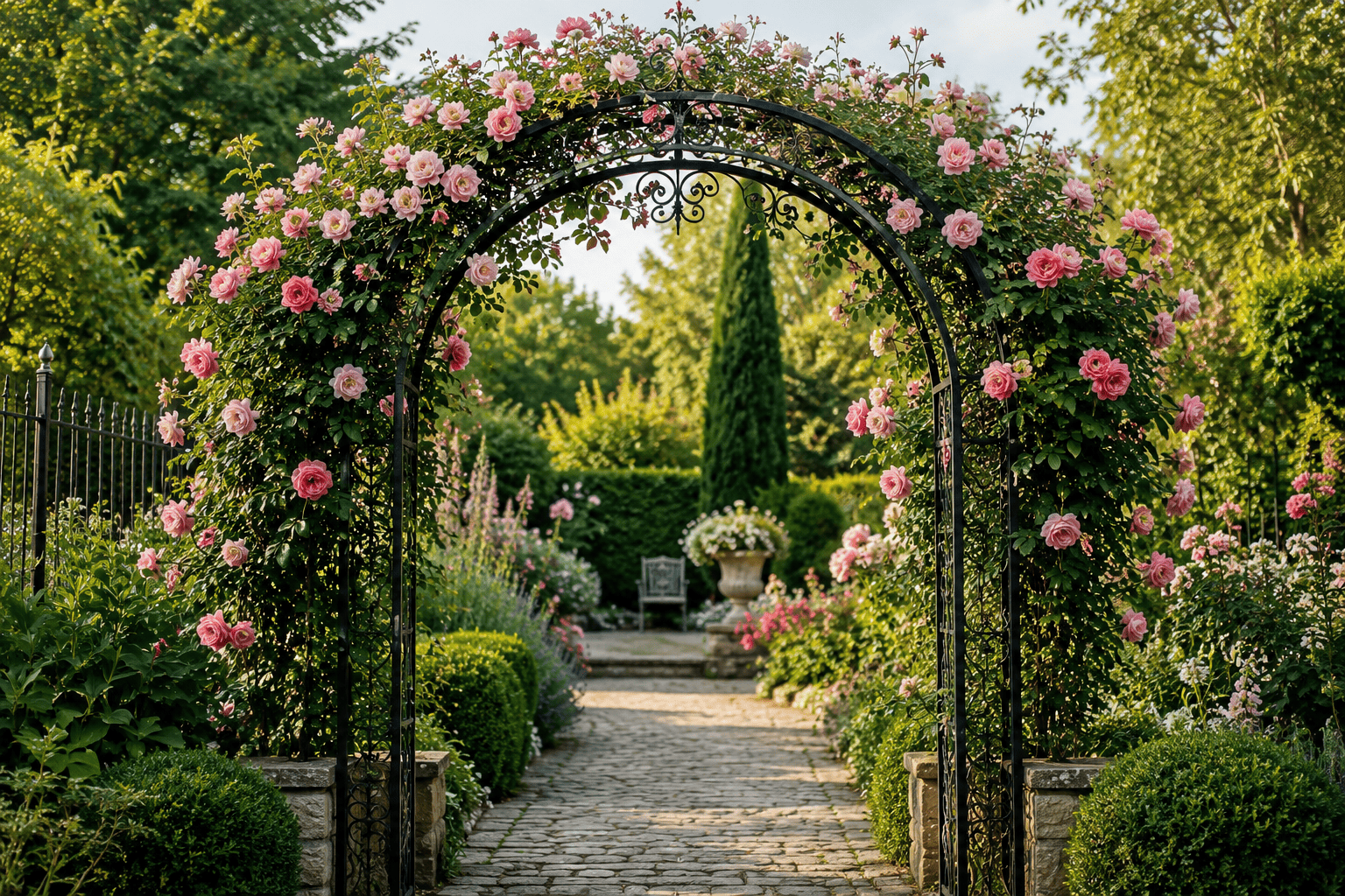 Aménager son jardin en fer forgé : arches, marquises d&rsquo;entrée et puits