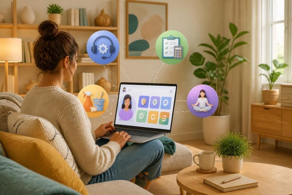découvrez les services authentiques proposés par notre plateforme d'aide en ligne à domicile, conçue pour vous accompagner efficacement au quotidien.